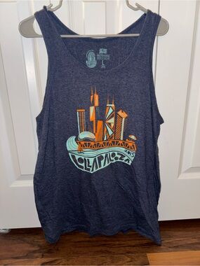 Original Retro Brand Navy Tank Top with Orange and Aqua Graphic